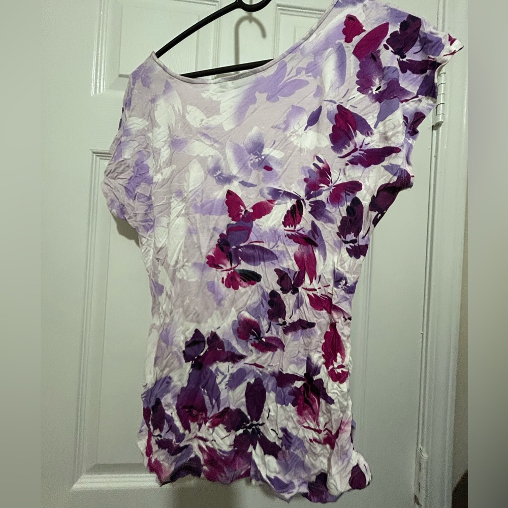 Apt. 9 Purple and Pink Butterfly Blouse - Picture 3 of 3